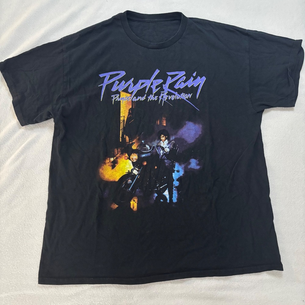 Prince Purple Rain Graphic T-Shirt Mens XL Black Revolution Movie Album Tee